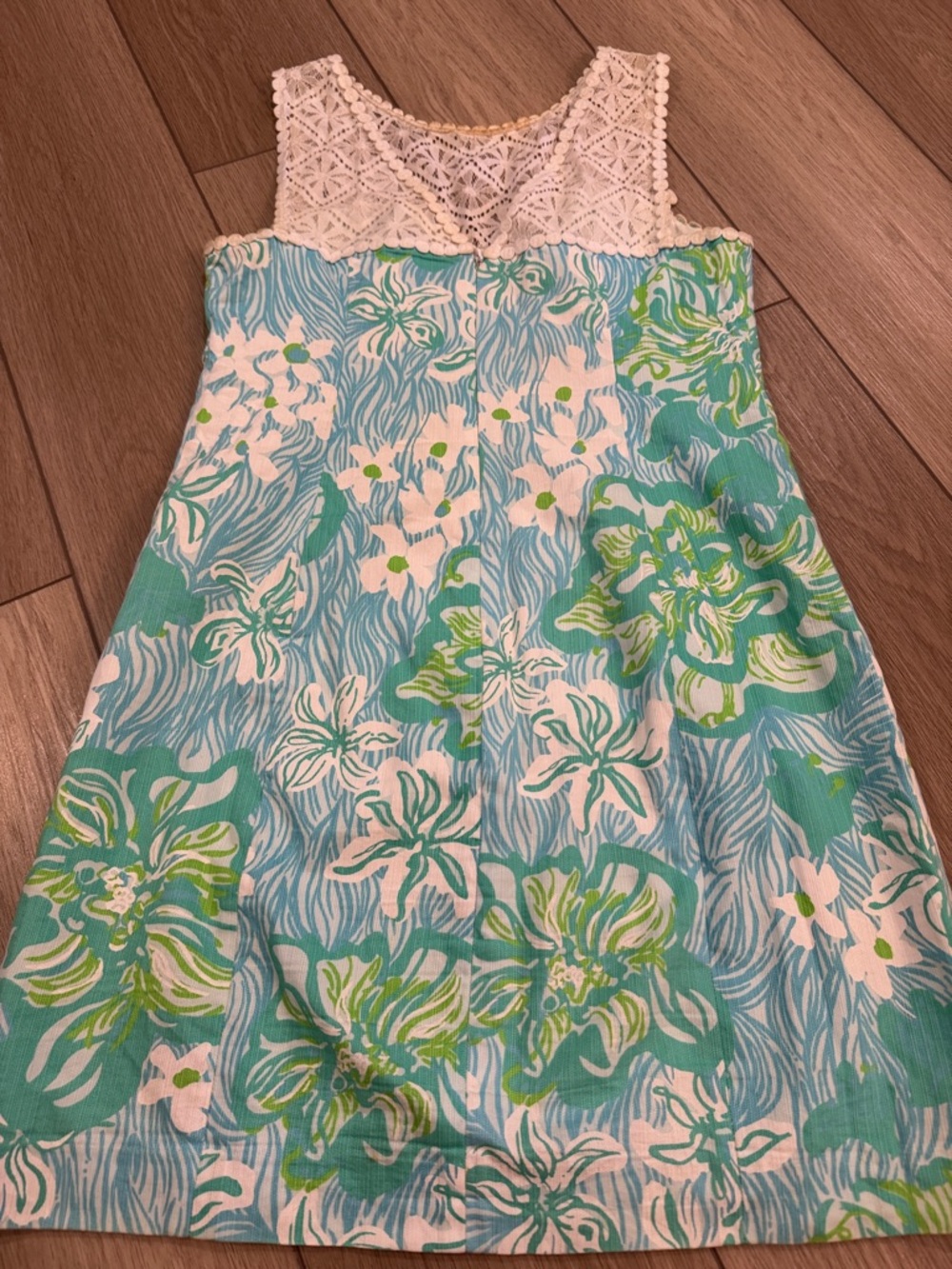 Lilly Pulitzer Sofia Shift Dress Wave Rider All Over Print Preppy Sz 6 Lace trim - Picture 9 of 12